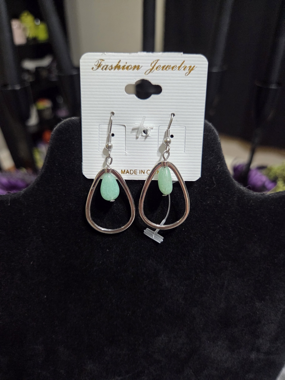 Fashion Jewelry Mint Green Teardrop Dangle Earrings